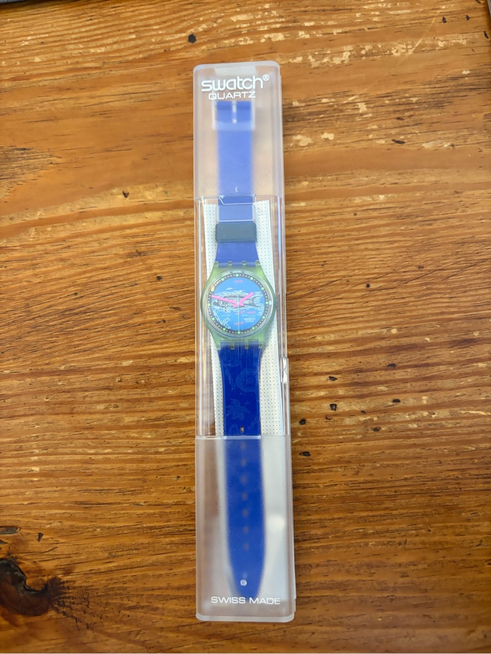 Swatch Blue and Green Plastic Strap Watch